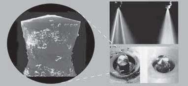 spray patterns of a dirty injector and﷯ the same injector cleaned with P.i.